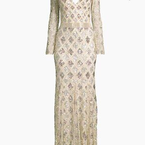***SOLD*** NOT AVAILABLE!! MAC DUGGAL LATTICE SEQUIN LONG SLEEVE DRESS